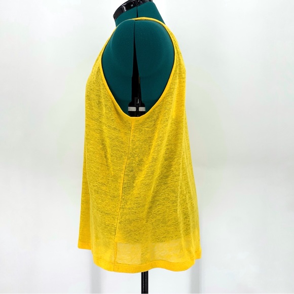 Joie NWT Yellow Linen Banded High Neck Sleeveless Top, XL - Picture 4 of 16